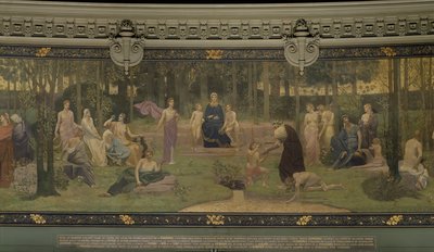 The Sacred Wood, Allegorical Mural in the Grand Amphitheatre, Central Detail of the Sorbonne, Eloquence, Poetry, the Life-Giving Source and Science, 1887-89 (detail) by Pierre Puvis de Chavannes